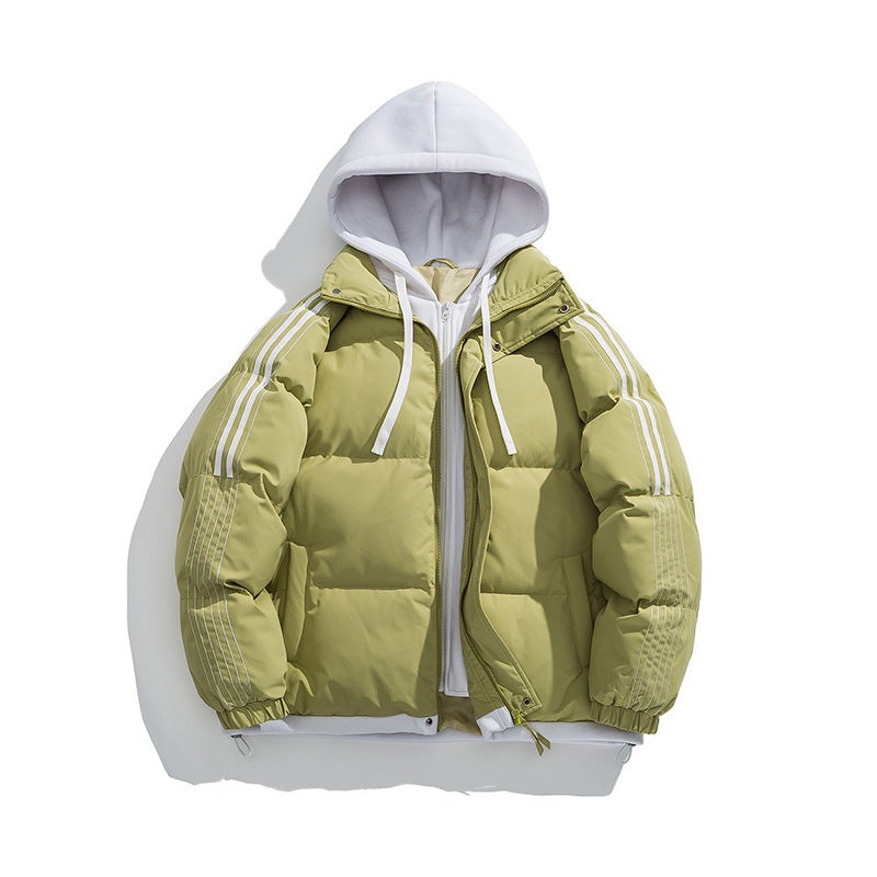 Winter American-Style Stitching Cotton-Padded Jacket Men'S Thickened Warm Youth Men'S And Women'S Fashionable Bread Coat - Image 5