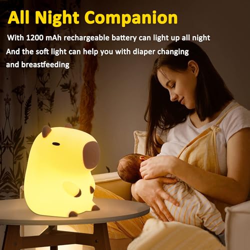 OkiyiD Capybara Night Lamp, Capybara for Loved Ones and Friends, Capybara Light Gift, ABS+SIL, Touch Control, Portable Rechargeable Dimmable, Best Choice for Gift Giving (Capybara) - Image 4