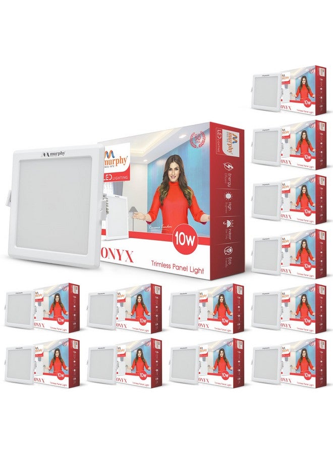 MURPHY مصباح بانل LED مربع بدون حواف - 10 واط أبيض بارد | ضوء سقف مدمج خالي من الوهج للمنزل والتجارة - عبوة من 12 - Image 1