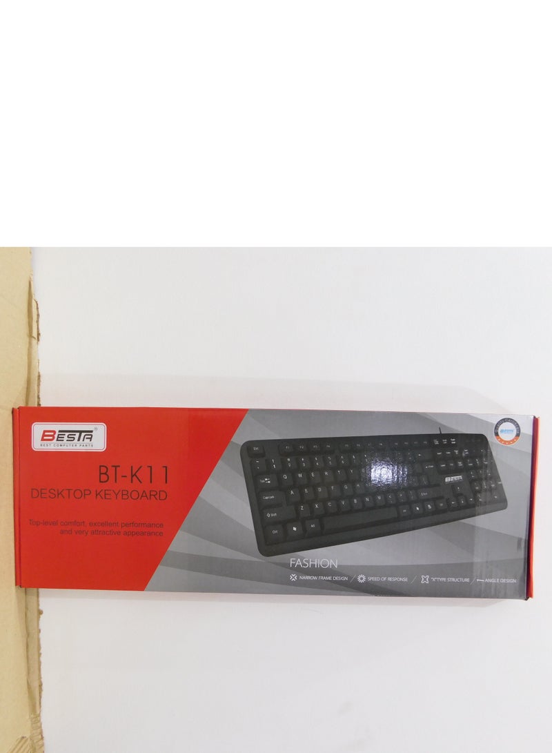 بيستا كيبورد بسلك يو اس بي عربي وانجليزي بشكل انسيابي ومريح - Image 3