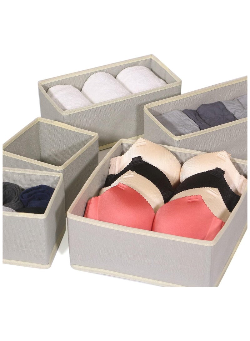 Foldable Cloth Storage Box Closet Dresser Drawer Organizer Fabric Baskets Bins Containers Divider with Drawers for Clothes, Underwear, Socks, Clothing, Set of 6