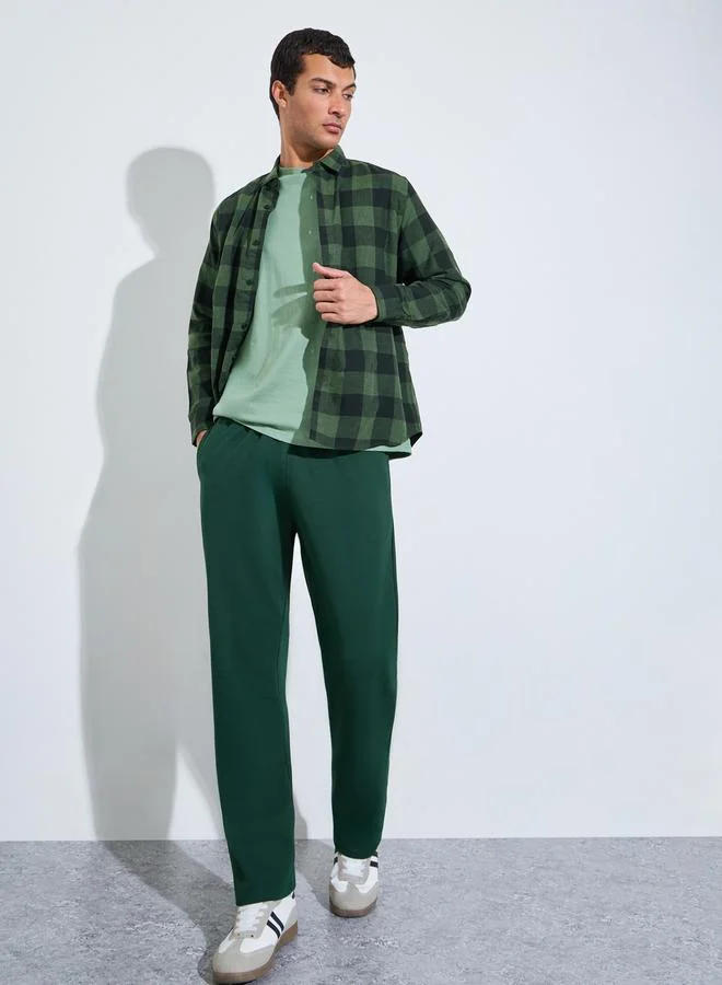ستايلي Dark Green Solid Pocket Details Straight Fit Sweatpants