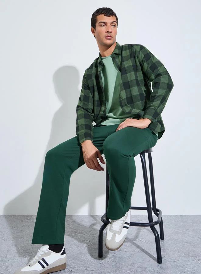 ستايلي Dark Green Solid Pocket Details Straight Fit Sweatpants