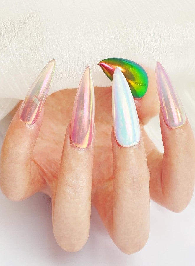 FNNZ Unicorn Chrome Nail Powder, Aurora Unichrome Mermaid Aurora Nail Powder Pigment Pearlescent Nail Art Glitter Decoration for Home DIY Nail Salon Manicure - Romantic Jardin - Image 2