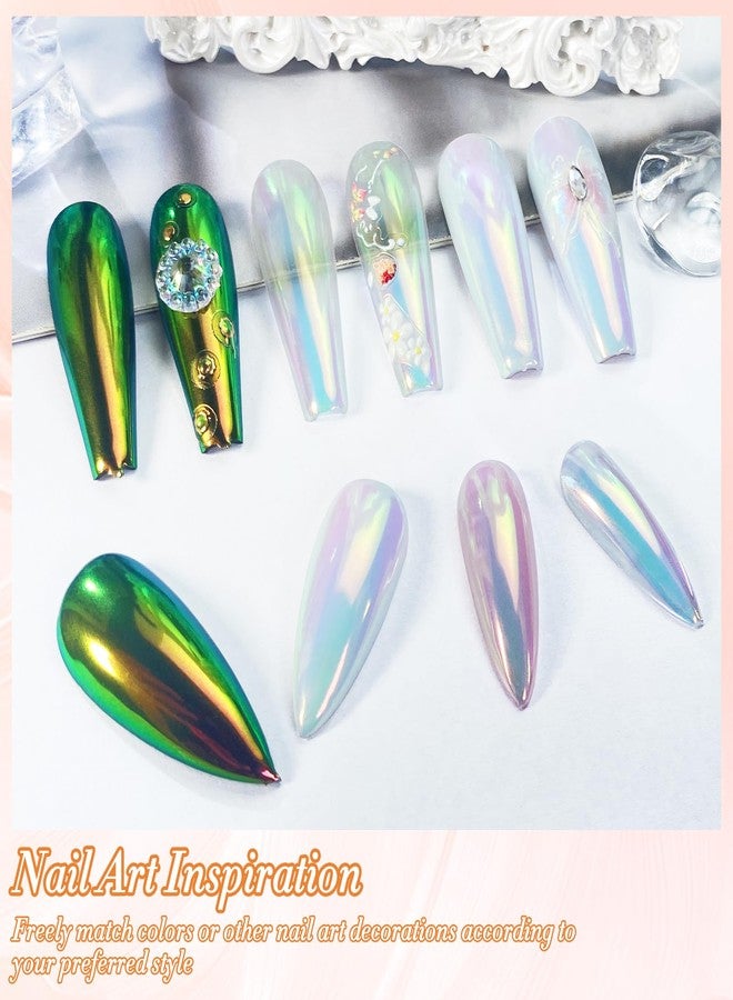 FNNZ Unicorn Chrome Nail Powder, Aurora Unichrome Mermaid Aurora Nail Powder Pigment Pearlescent Nail Art Glitter Decoration for Home DIY Nail Salon Manicure - Romantic Jardin - Image 4