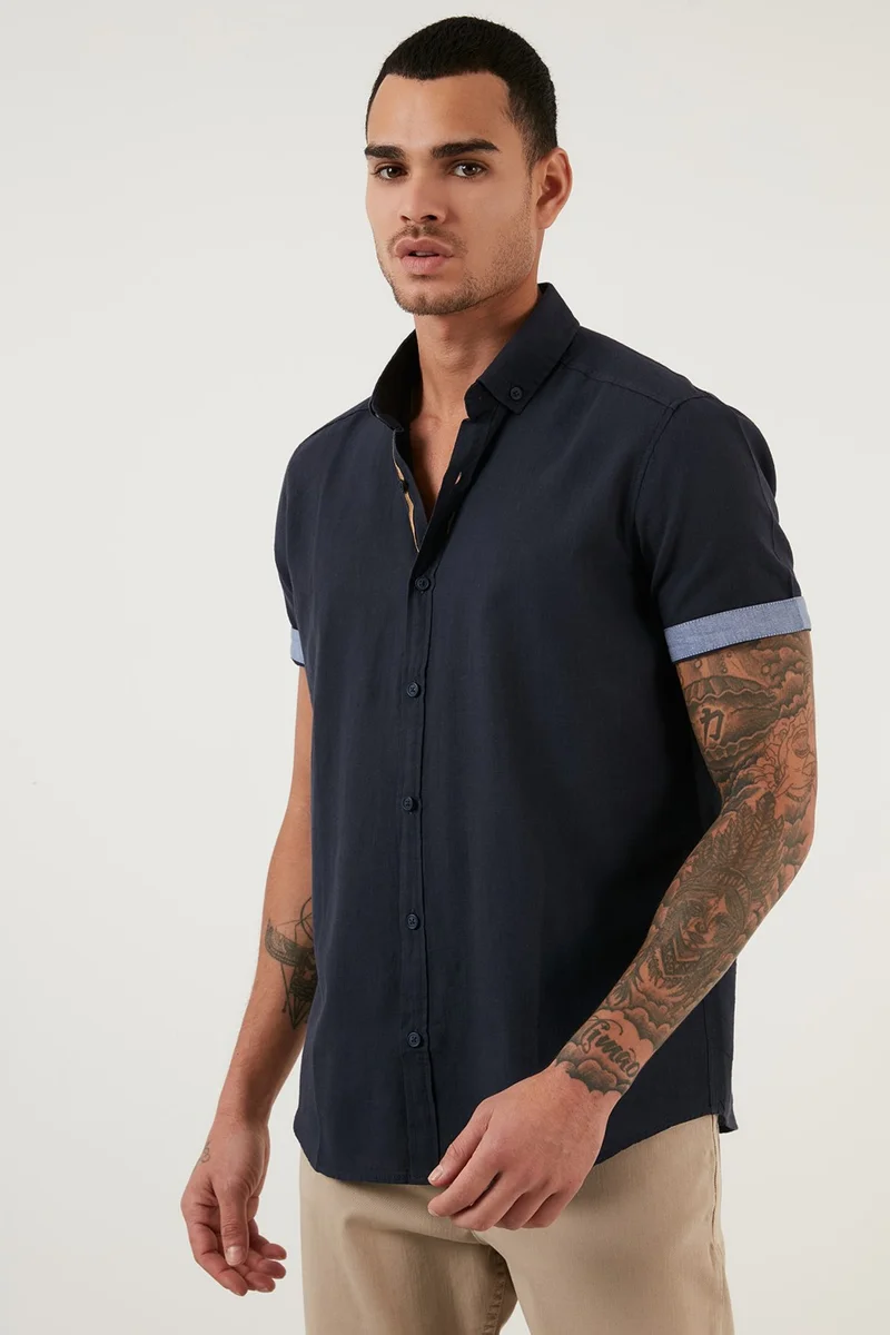 Buratti Button Collar 100% Cotton Shirt Men's Shirt CF21S112546
