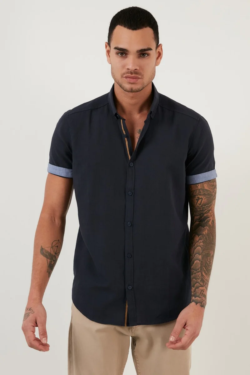Buratti Button Collar 100% Cotton Shirt Men's Shirt CF21S112546