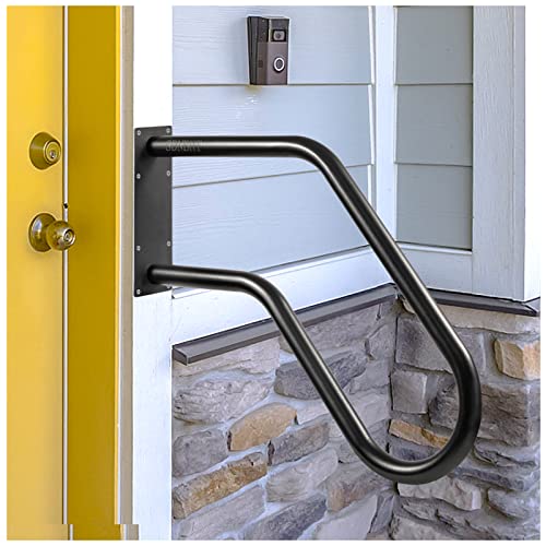 SDNBHT Hand Rails for Outdoor Steps 1-3 Steps Handrails for Outdoor Steps Stair Railing Indoor 22.8' Porch Railing U-Shaped Stair Handrail for Kids, Elderly, Pregnant Women, Disabled (Black) - Image 1