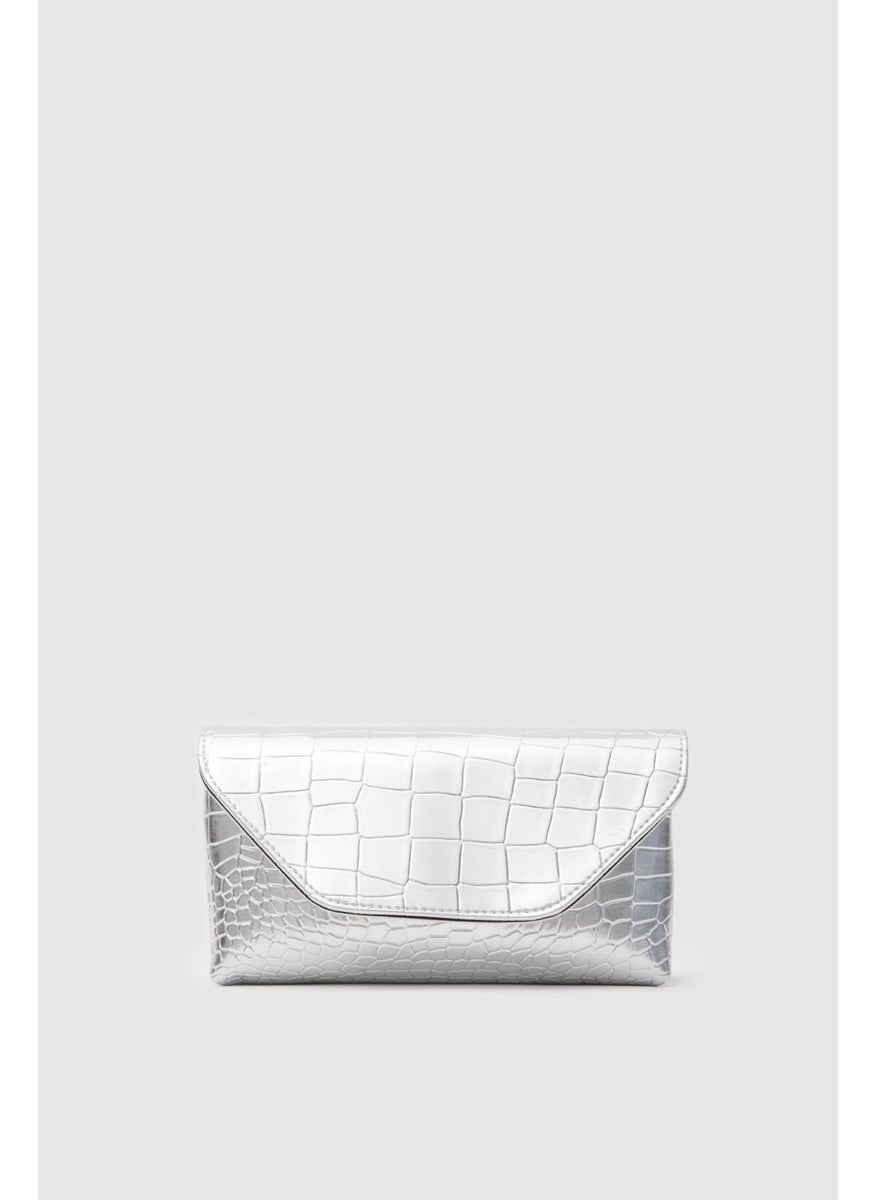 Shule Bags Gigi Silver Clutch and Crossbody Bag  - Image 1
