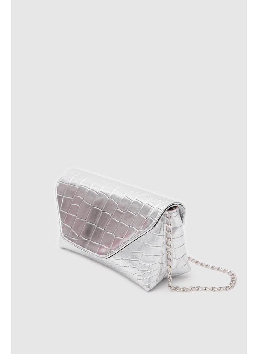 Shule Bags Gigi Silver Clutch and Crossbody Bag  - Image 4
