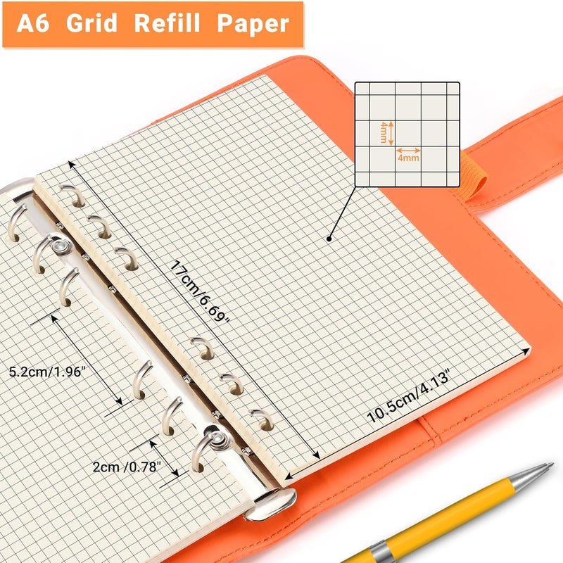 Imslery A6 6-Hole Beige Loose-leaf Paper - 2 Packs (80 Sheets per Pack, 100 GSM) - Grid Line, Refill for Notebook and Planner, Ideal for Note, Journal, Schedule, and Artwork, Fits A6 6-Ring Binder - Image 2