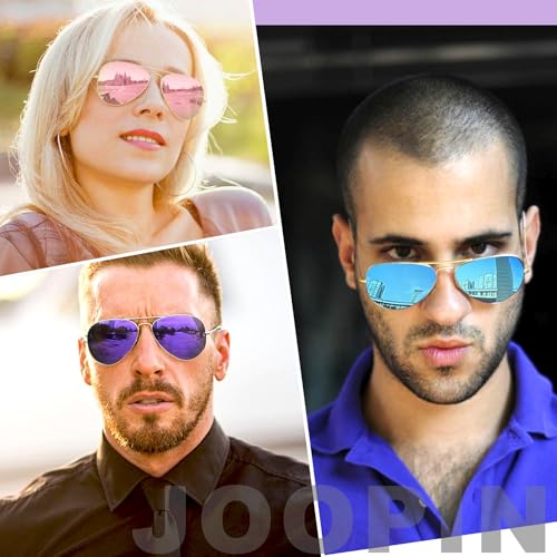 Joopin 3 Pack Classic Oversized Aviation Polarized Sunglasses UV Protection, Blue Teardrop Sun Glasses, Mirror Pink Sunnies, No Tangle Purple Shades Women Men - Image 2