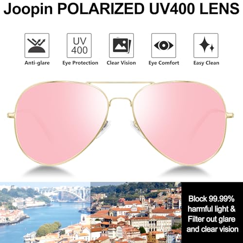 Joopin 3 Pack Classic Oversized Aviation Polarized Sunglasses UV Protection, Blue Teardrop Sun Glasses, Mirror Pink Sunnies, No Tangle Purple Shades Women Men - Image 4