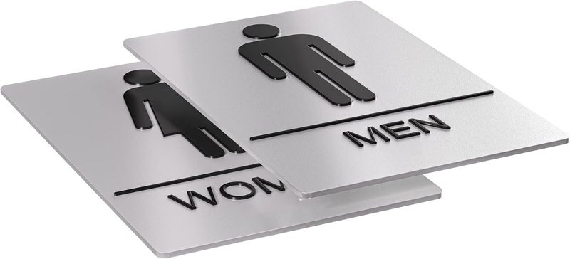 Paynads Men Women Silver Black Glass Door Acrylic Signage Sticker for Washroom Toilet Restroom Wooden Doors Offices Hospitals Mall and Business Sign Stickers (Acrylic) (6x4 Inch) - Image 2