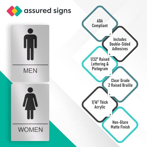 Paynads Men Women Silver Black Glass Door Acrylic Signage Sticker for Washroom Toilet Restroom Wooden Doors Offices Hospitals Mall and Business Sign Stickers (Acrylic) (6x4 Inch) - Image 3