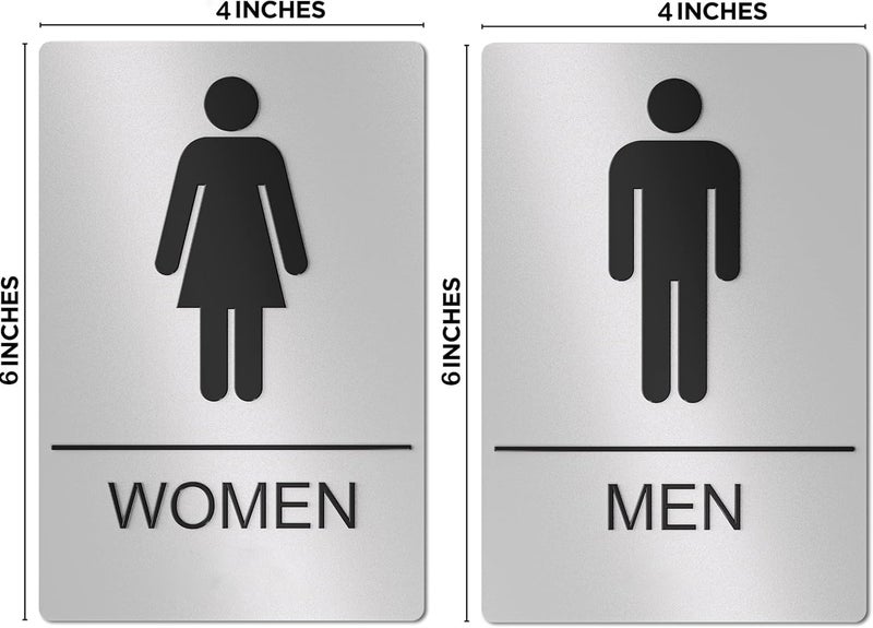 Paynads Men Women Silver Black Glass Door Acrylic Signage Sticker for Washroom Toilet Restroom Wooden Doors Offices Hospitals Mall and Business Sign Stickers (Acrylic) (6x4 Inch) - Image 5