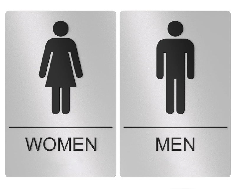 Paynads Men Women Silver Black Glass Door Acrylic Signage Sticker for Washroom Toilet Restroom Wooden Doors Offices Hospitals Mall and Business Sign Stickers (Acrylic) (6x4 Inch) - Image 1