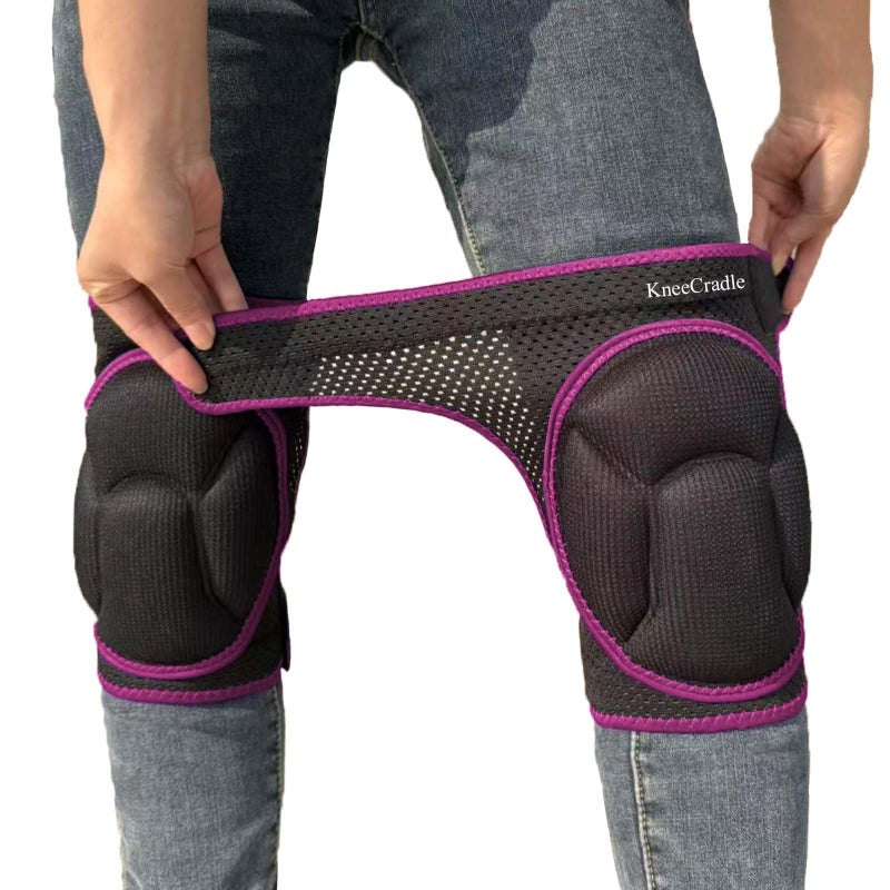 KneeCradle Garden Knee Pads for Working, Kneeling Pad for Cleaning, Flooring, Mechanic, Concrete Work â€“ with Adjustable Straps and Soft Foam Cushion, Protective Kneepads for Men, Women, Elderly â€“ Pink L - Image 1