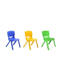 XIANGYU 3-Piece Plastic School Stackable Kids Chairs Yellow/Blue/Green  - Image 1