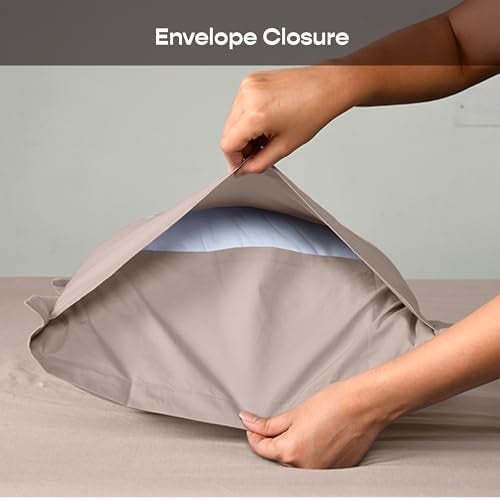 SleepyCat Sateen Cuddle Pillow Solid Case - Pack of 1 | Made of 100% Cotton | 300 TC Buttey Soft Sateen Weave with Envelope Clousre - Pabble (King Size, 32x20 Inches) 1 Piece, Cream - Image 3