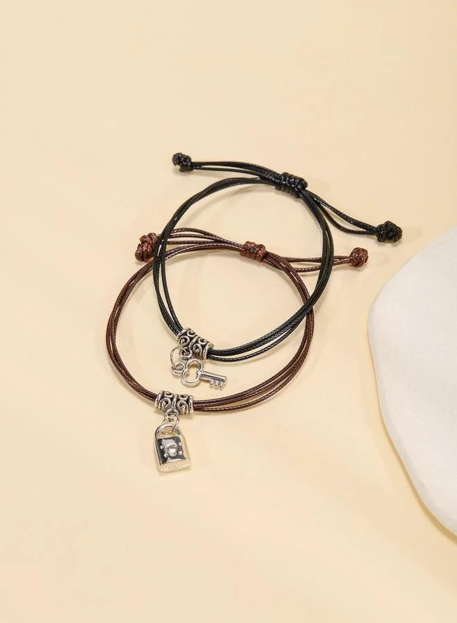 تايك تو Pack of 2 - Multi-Color Key and Lock Charms Bracelets