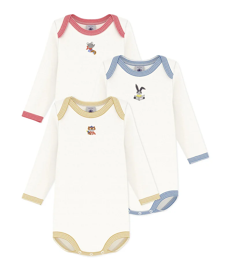 بيتي باتو Pack Of Plain Cotton Long-Sleeved Bodies For Babies