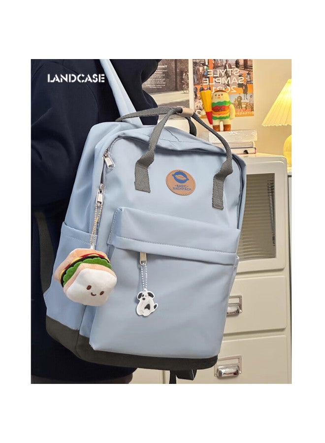Landcase Backpack For College Students, Women's Shoulder Bag, High School Students, Stylish Style, Large Capacity Laptop Bag, 1704 Blue - Image 1