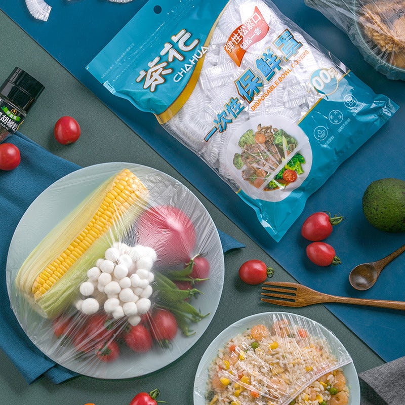 Cha Hua Chahua Food Grade Plastic Wrap - 100 Count, Dustproof Kitchen Stretch Film for Vegetable and Food Storage - Image 2