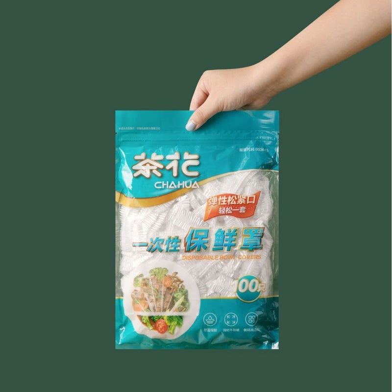 Cha Hua Chahua Food Grade Plastic Wrap - 100 Count, Dustproof Kitchen Stretch Film for Vegetable and Food Storage - Image 4