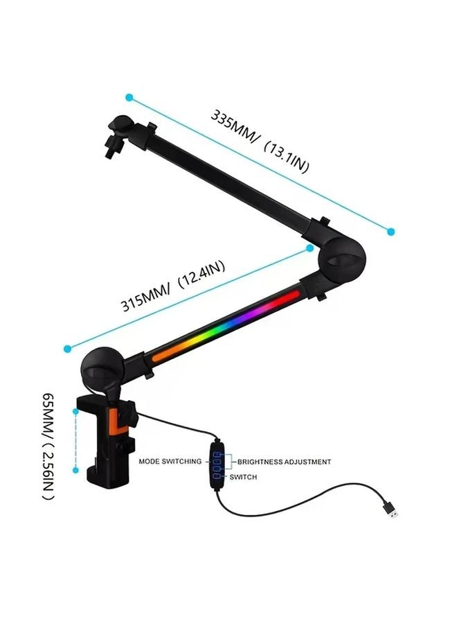 Microphone Cantilever Bracket With Cable Management Clip Adjustable Desktop Stand For Streaming Podcasting Gaming 4 41LB Load Capacity White Black Broadcasting Equipment - Image 4