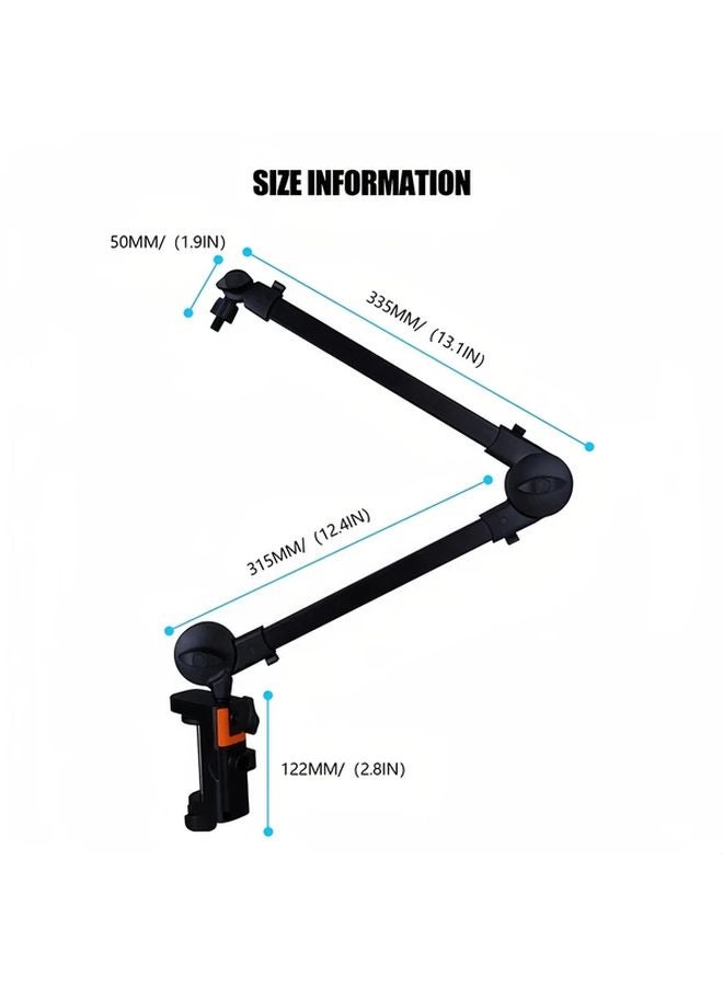 Microphone Cantilever Bracket With Cable Management Clip Adjustable Desktop Stand For Streaming Podcasting Gaming 4 41LB Load Capacity White Black Broadcasting Equipment - Image 3