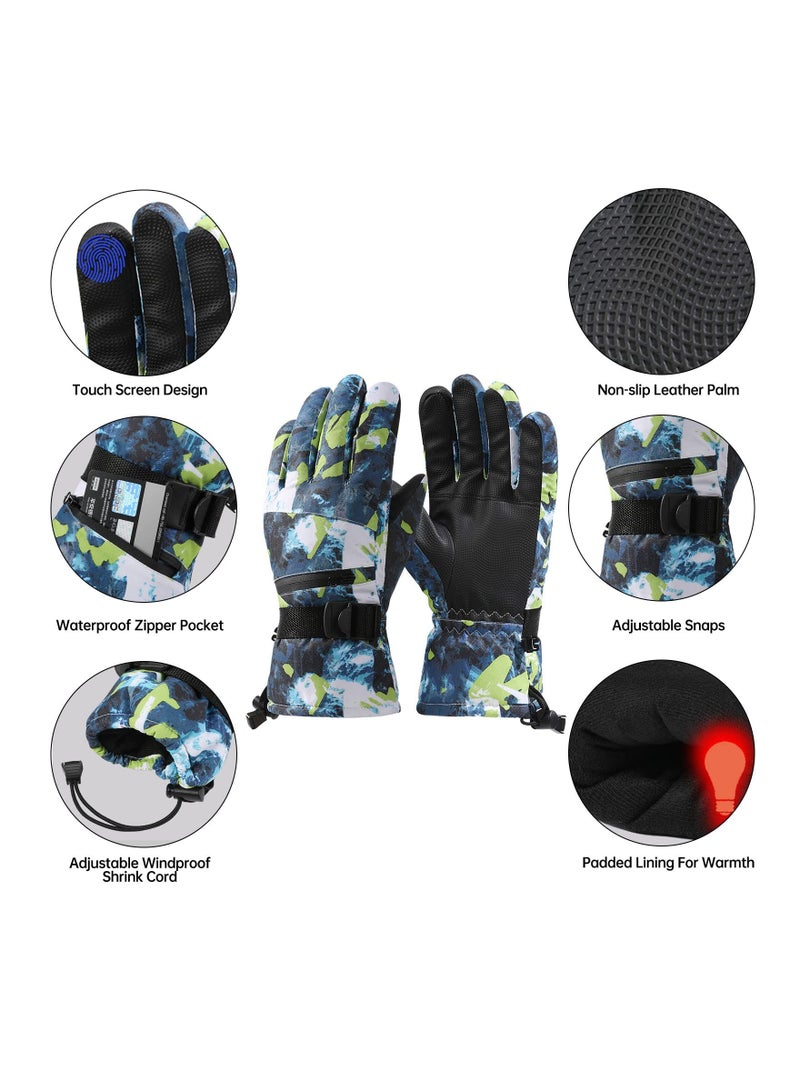SYOSI Winter Ski Gloves for Women Men, Touchscreen Waterproof Thermal Snow Gloves, Warm Anti Slip Cold-proof for Skiing, Mountaineering, Cycling, Snowboarding, Winter Outdoor Sports Gloves - Image 2