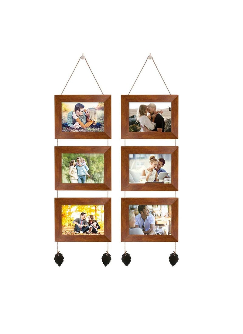 Art Street Art Street Photo Frame For Wall Decor, Hanging Picture Frame For Home and Office Decoration (Brown, Set Of 6)  - Image 2