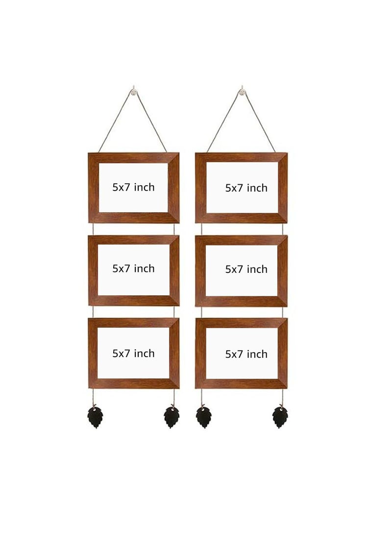 Art Street Art Street Photo Frame For Wall Decor, Hanging Picture Frame For Home and Office Decoration (Brown, Set Of 6)  - Image 3
