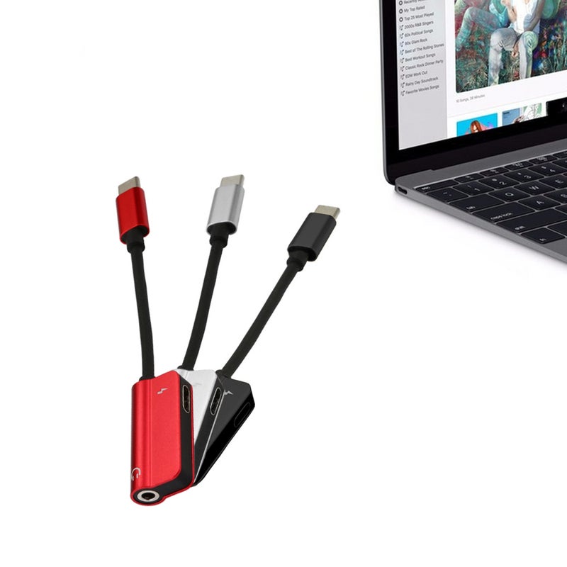 محوّل صوت AUX بمنفذ Type-C مع سمّاعة رأس PAA0412R_P أحمر - Image 3