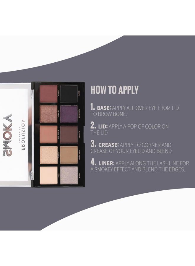 Profusion Cosmetics 10 Shade Eyeshadow Palette - High Pigmented Multi-Finish Colors, Vegan & Cruelty-Free, Create Stunning Looks On-the-Go - Travel-Friendly & Versatile Makeup, Smoky - Image 5