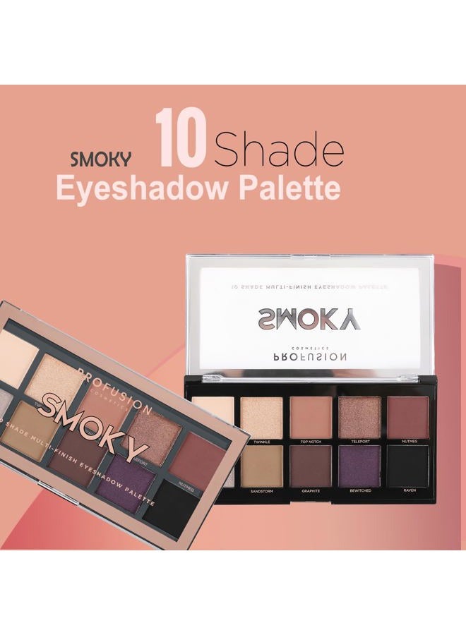 Profusion Cosmetics 10 Shade Eyeshadow Palette - High Pigmented Multi-Finish Colors, Vegan & Cruelty-Free, Create Stunning Looks On-the-Go - Travel-Friendly & Versatile Makeup, Smoky - Image 4