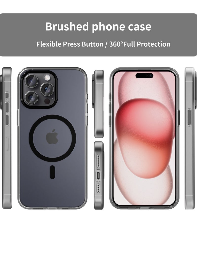 Abania iPhone 15 Pro Max Case with MagSafe, Translucent Matte Black, Slim Military-Grade Shockproof, Anti-Yellow Anti-Fingerprint iPhone 15 Pro Max Cover Compatible with MagSafe Accessories - Image 2