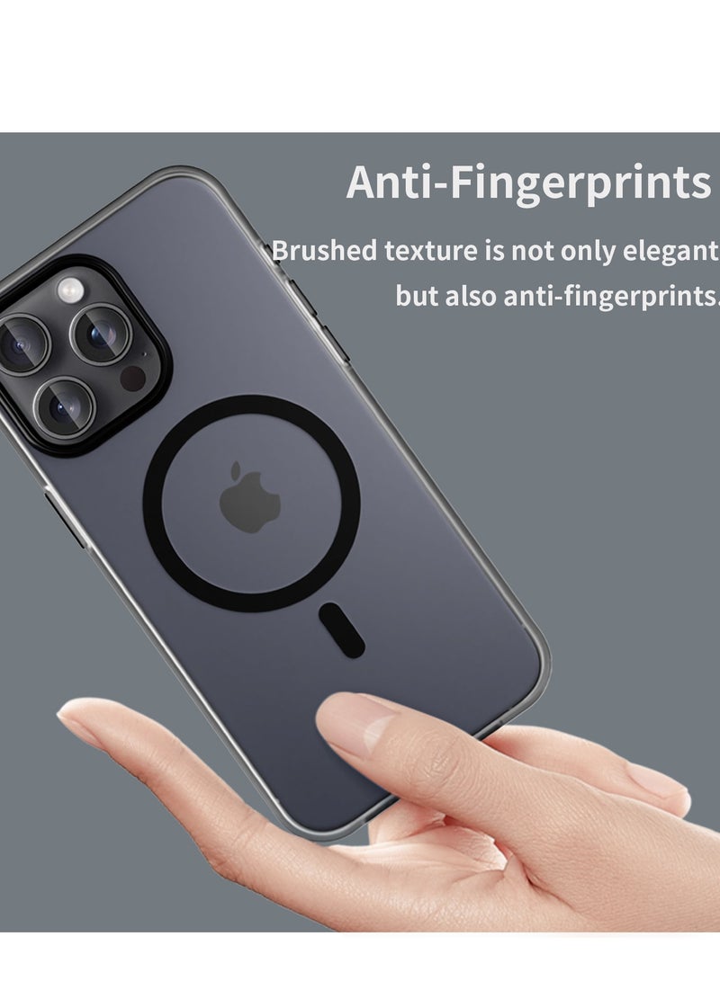 Abania iPhone 15 Pro Max Case with MagSafe, Translucent Matte Black, Slim Military-Grade Shockproof, Anti-Yellow Anti-Fingerprint iPhone 15 Pro Max Cover Compatible with MagSafe Accessories - Image 4