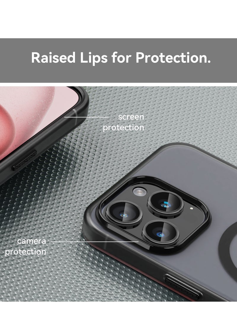 Abania iPhone 15 Pro Max Case with MagSafe, Translucent Matte Black, Slim Military-Grade Shockproof, Anti-Yellow Anti-Fingerprint iPhone 15 Pro Max Cover Compatible with MagSafe Accessories - Image 5
