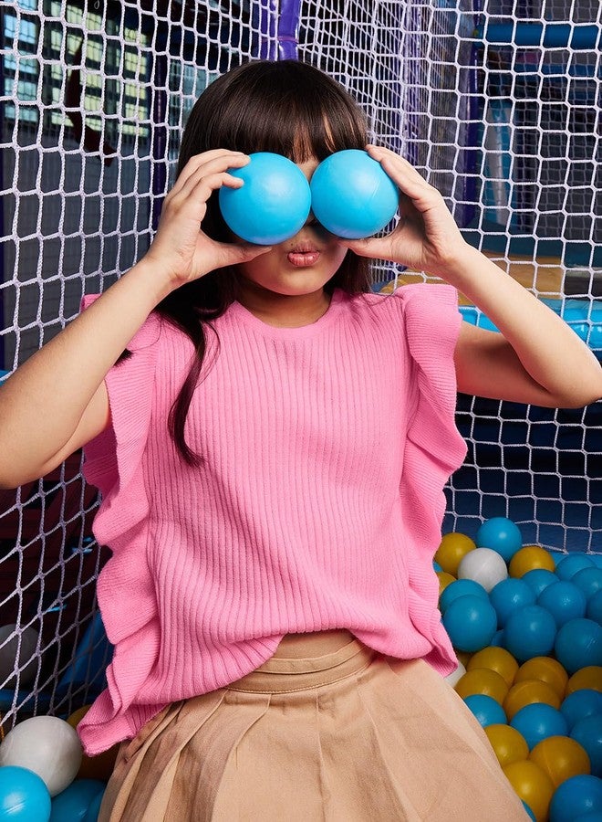 The Souled Store Solids: Baby Pink Girls and Baby Girls Sleeveless Sweaters Girls Knit Sweaters for Kids' Children's Pullover Cable Cardigan Wool Printed Winter Wear Comfortable Warm - Image 4