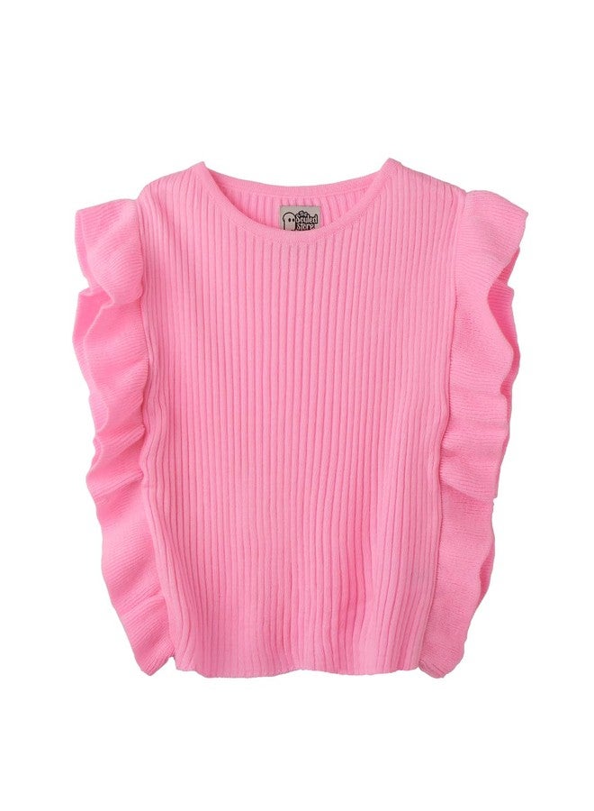 The Souled Store Solids: Baby Pink Girls and Baby Girls Sleeveless Sweaters Girls Knit Sweaters for Kids' Children's Pullover Cable Cardigan Wool Printed Winter Wear Comfortable Warm - Image 1