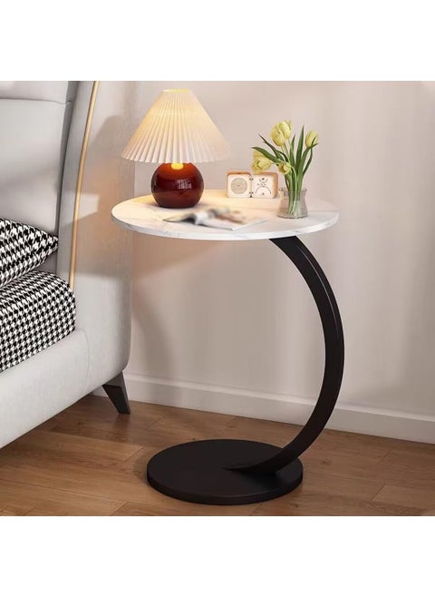 Brikipth C Table End Table C Shaped Side Table with Storage Bag Tall Sofa Side Snack Table for Small Space Sturdy Slide Under Couch Table with Metal Frame for Living Room Bedroom