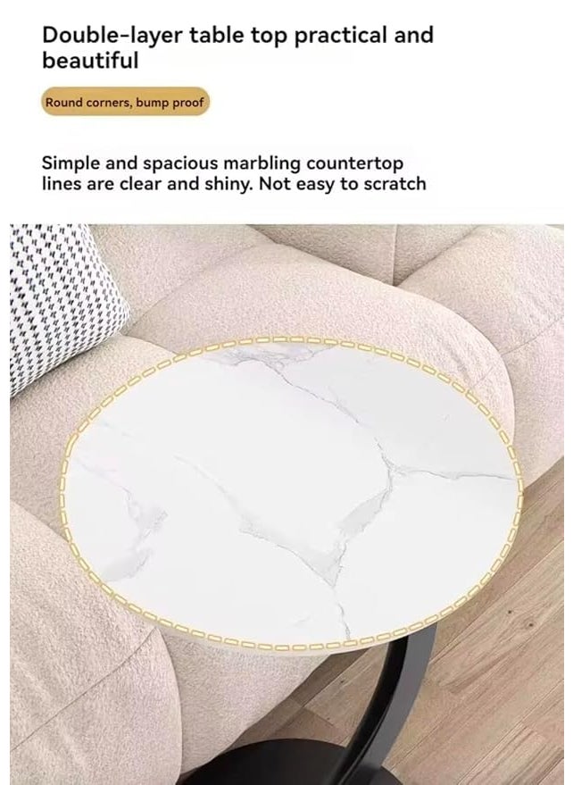 Brikipth - Brikipth C Table End Table C Shaped Side Table with Storage Bag Tall Sofa Side Snack Table for Small Space Sturdy Slide Under Couch Table with Metal Frame for Living Room Bedroom - Image 1