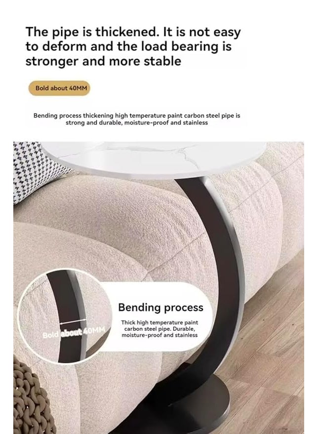 Brikipth - Brikipth C Table End Table C Shaped Side Table with Storage Bag Tall Sofa Side Snack Table for Small Space Sturdy Slide Under Couch Table with Metal Frame for Living Room Bedroom - Image 1