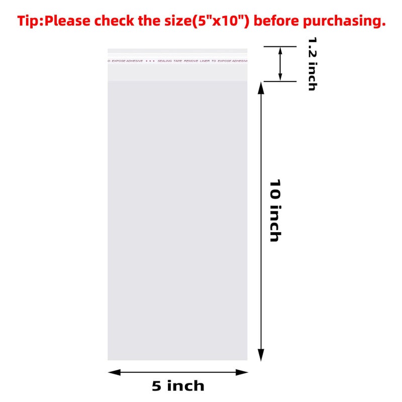 Morepack Self Sealing Cellophane Bags Self Adhesive,5x10 Inches Clear Resealable Cellophane Bags 200Pieces - Image 2
