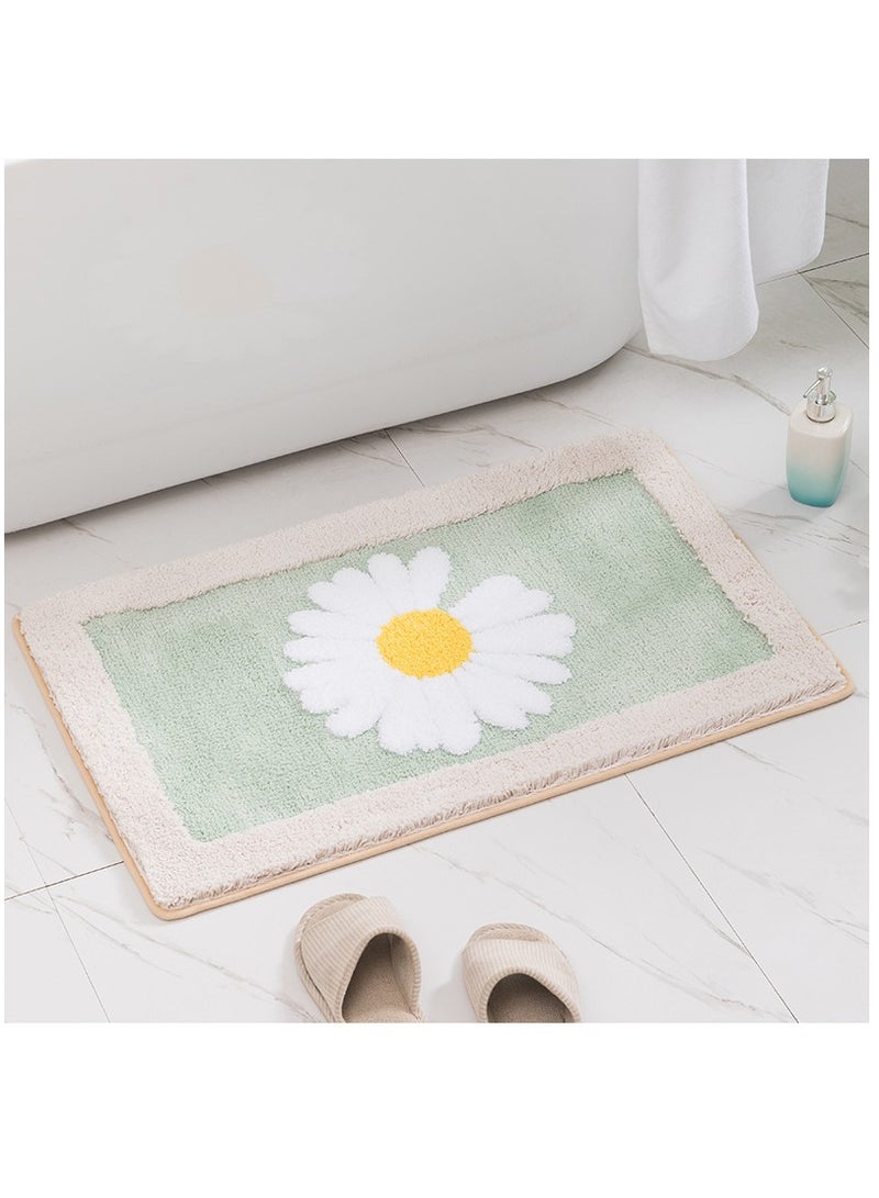 Bluejw Daisy Bath Mat Non-Slip Soft Adorable Boho Floral Bath Rugs Machine Washable Bathtub Mat Water Absorbent Plush Shaggy Carpet Thick Bathroom Kitchen Floor Microfiber Doormat 50x80cm - Image 1