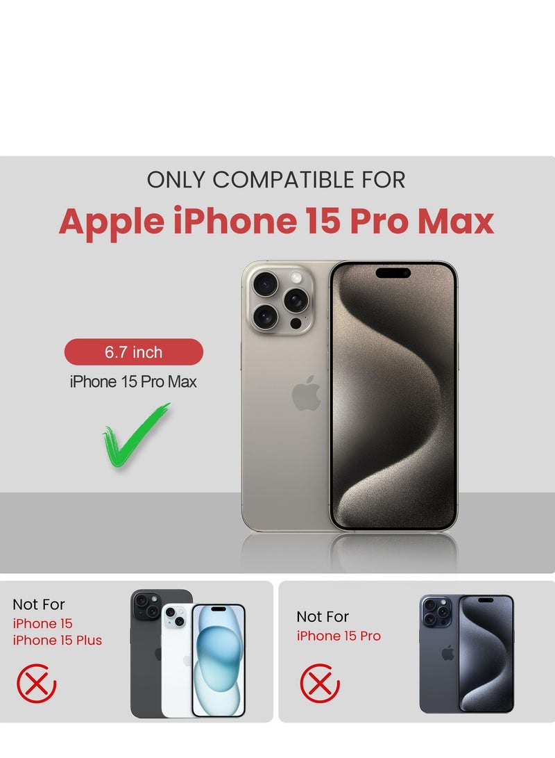 Excefore For iPhone 15 Pro Max Phone Case with Card Holder, Zipper PU Leather Protective Phone Cover, RFID Blocking iPhone 15 Pro Max Wallet Case, Suitable for Women Men (Black) - Image 2