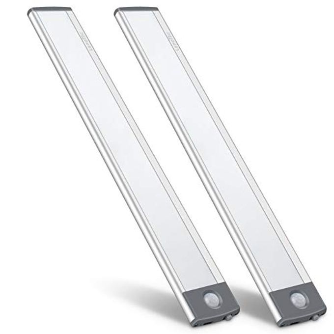 LEPOTEC LED Motion Sensor Light,Under Counter Lighting, Wireless USB Rechargeable Kitchen Night Lights,Battery Powered Operated Light,54-LED Light for Wardrobe,Closets,Cabinet,Cupboard, 2 Count (Pack of 1) - Image 1
