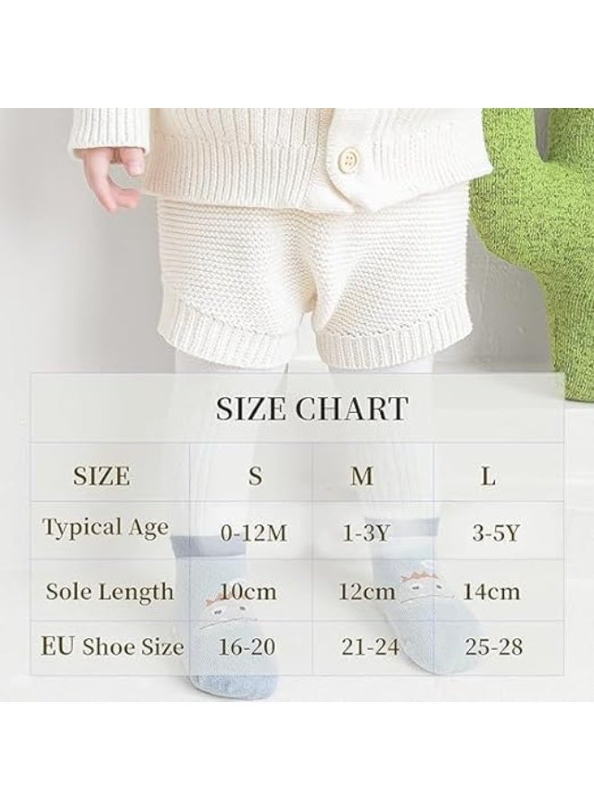 6 Pair Baby Anti-Slip Ankle Socks, Cute Cartoon Animal Grips Socks, Non Slip Warm Socks, Floor Socks with Grips, Elastic and Breathable for Infants, Toddler, Boys, Girls, 3-5 Years - Image 2